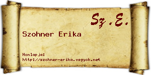 Szohner Erika névjegykártya